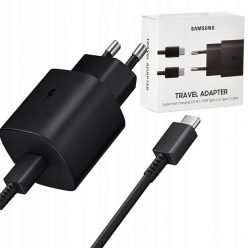   BLISZTERES Samsung EP-TA800XBEGWW gyári hálózati fekete gyorstöltő 3A EP-DA705BBEGWW fekete gyári Type-C - Type-C adatkábellel 1.0m 25W