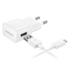   Samsung EP-TA20EWE gyári hálózati fehér gyorstöltő 2A 15W USB - MicroUSB fehér adatkábellel 1,5m ECB-DU4EWE