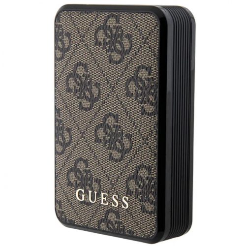 Powerbank telefonhoz, Guess, bőr/fém, barna, 18W/10000mAh, GUPB10DP4GEGW