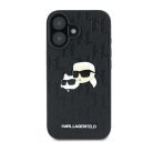 Karl Lagerfeld Monogram Karl&Chaoupette Head Pin iPhone 16 kemény hátlap tok, fekete KLHCP16SPGKLKCPK