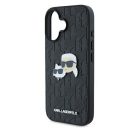 Karl Lagerfeld Monogram Karl&Chaoupette Head Pin iPhone 16 kemény hátlap tok, fekete KLHCP16SPGKLKCPK