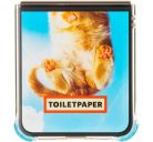 Samsung Galaxy Flip4 Toiletpaper macska mintás gyári tok, kék (GP-FPF721HICLY)