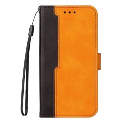   Apple Wooze Colour Wallet iPhone 16 Plus oldalra nyíló tok, stand, kártyatartóval, kézpánttal, narancssárga