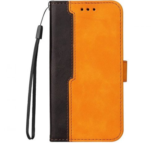 Apple Wooze Colour Wallet iPhone 16 Plus oldalra nyíló tok, stand, kártyatartóval, kézpánttal, narancssárga