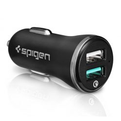   Spigen Essential F27QC Quick Charge 3.0 autós szivargyújtó töltő adapter, 2xUSB, fekete