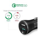 Spigen Essential F27QC Quick Charge 3.0 autós szivargyújtó töltő adapter, 2xUSB, fekete