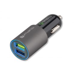   4smarts Rapid autós szivargyújtó gyorstöltő adapter 2xUSB, QC 3.0, 3.1A, 30W matt-szürke