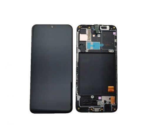 Samsung A405 Galaxy A40 kompatibilis LCD modul kerettel, OEM jellegű, fekete