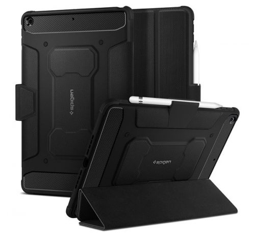 Spigen Rugged Armor Pro Apple iPad 10.2" (2021/2020/2019) oldalra nyíló tok, fekete