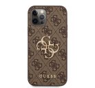 Guess PU 4G Metal Logo Apple iPhone 12/12 Pro hátlap tok, barna