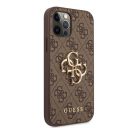 Guess PU 4G Metal Logo Apple iPhone 12/12 Pro hátlap tok, barna