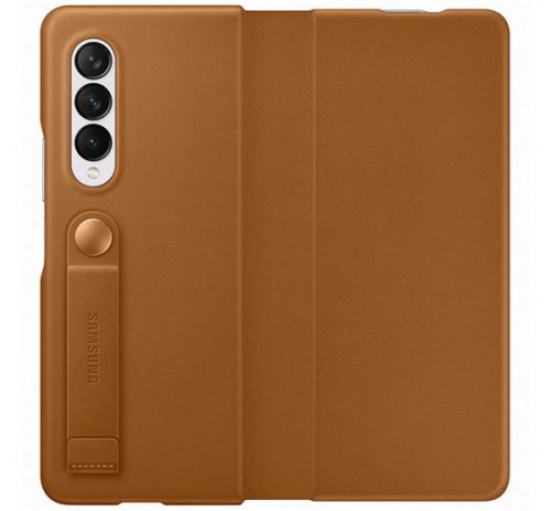 Samsung Galaxy Z Fold3 5G Leather Flip Cover, gyári bőr flip tok, barna, EF-FF926