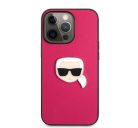 Karl Lagerfeld Head bőr hátlap tok Apple iPhone 13 Pro, rózsaszín