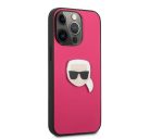 Karl Lagerfeld Head bőr hátlap tok Apple iPhone 13 Pro, rózsaszín