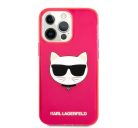 Karl Lagerfeld Choupette Head szilikon hátlap tok Apple iPhone 13 Pro, rózsaszín