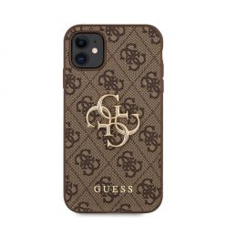 Guess PU 4G Metal Logo Apple iPhone 11 hátlap tok, barna