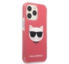 Karl Lagerfeld Choupette Head TPE szilikon hátlap tok Apple iPhone 13 Pro, rózsaszín