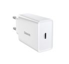 Baseus Speed Mini hálózati gyorstöltő adapter Type-C, 20W, fehér