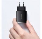 Baseus Compact gyorstöltő adapter 30W Type-C + 2XUSB, fekete