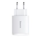 Baseus Compact gyorstöltő adapter 30W Type-C + 2XUSB, fehér