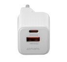 4smarts VoltPlug Duos hálózati gyorstöltő adapter, USB + Type-C + Type-C kábel 1,5m, 20W, fehér