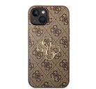 Guess PU 4G Metal Logo Apple iPhone 14 hátlap tok, barna