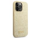 Guess Glitter Flakes Metal Logo Apple iPhone 14 Pro hátlap tok, arany