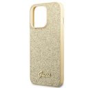 Guess Glitter Flakes Metal Logo Apple iPhone 14 Pro hátlap tok, arany