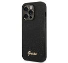 Guess Glitter Flakes Metal Logo Apple iPhone 14 Pro hátlap tok, fekete