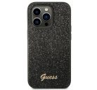 Guess Glitter Flakes Metal Logo Apple iPhone 14 Pro hátlap tok, fekete