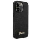 Guess Glitter Flakes Metal Logo Apple iPhone 14 Pro hátlap tok, fekete