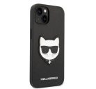 Karl Lagerfeld Choupette Head Saffiano bőr hátlap tok Apple iPhone 14 Plus, fekete