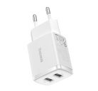 Baseus hálózati gyorstöltő 2xUSB, 10.5W, fehér