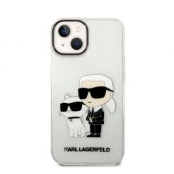   Karl Lagerfeld Liquid Glitter Karl and Choupette NFT hátlap tok Apple iPhone 14 Plus, átlátszó