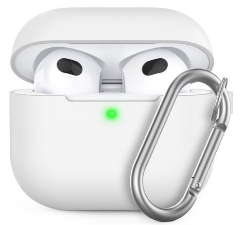 Phoner Simple Apple Airpods 3 szilikon tok akasztóval, fehér