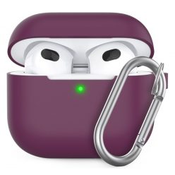   Phoner Simple Apple Airpods 3 szilikon tok akasztóval, burgundi