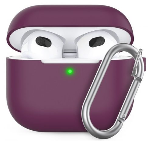 Phoner Simple Apple Airpods 3 szilikon tok akasztóval, burgundi