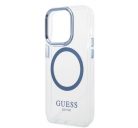 Guess Metal Outline Magsafe Apple iPhone 14 Pro hátlap tok, kék