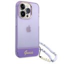 Guess Translucent Pearl Strap Apple iPhone 14 Pro hátlap tok , lila