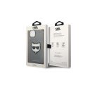 Karl Lagerfeld Saffiano Choupette Head Patch Apple iPhone 14 Pro hátlap tok, ezüst