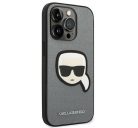 Karl Lagerfeld Saffiano Karl's Head Patch Apple iPhone 14 Pro hátlap tok, ezüst