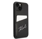 Karl Lagerfeld Signature Logo Cardslot Apple iPhone 14 Plus hátlap tok, fekete