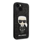 Karl Lagerfeld Glitter Flakes Ikonik Apple iPhone 14 Plus hátlap tok, fekete