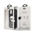 Karl Lagerfeld Glitter Flakes Ikonik Apple iPhone 14 Plus hátlap tok, fekete