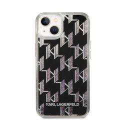   Karl Lagerfeld Liquid Glitter Monogram Apple iPhone 14 Plus hátlap tok, fekete