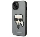 Karl Lagerfeld Saffiano Karl's Head Patch Apple iPhone 14 Plus hátlap tok, ezüst