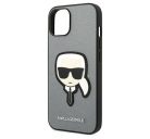 Karl Lagerfeld Saffiano Karl's Head Patch Apple iPhone 14 Plus hátlap tok, ezüst