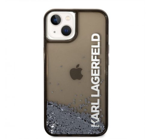 Karl Lagerfeld Liquid Glitter Elong Apple iPhone 14 hátlap tok, fekete