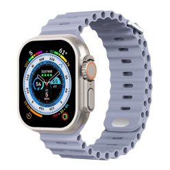   Phoner River Apple Watch 49/45/44/42 mm szilikon szíj, levendulaszürke