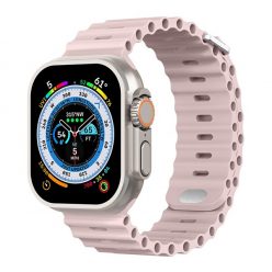   Phoner River Apple Watch 49/45/44/42 mm szilikon szíj, rózsaszín